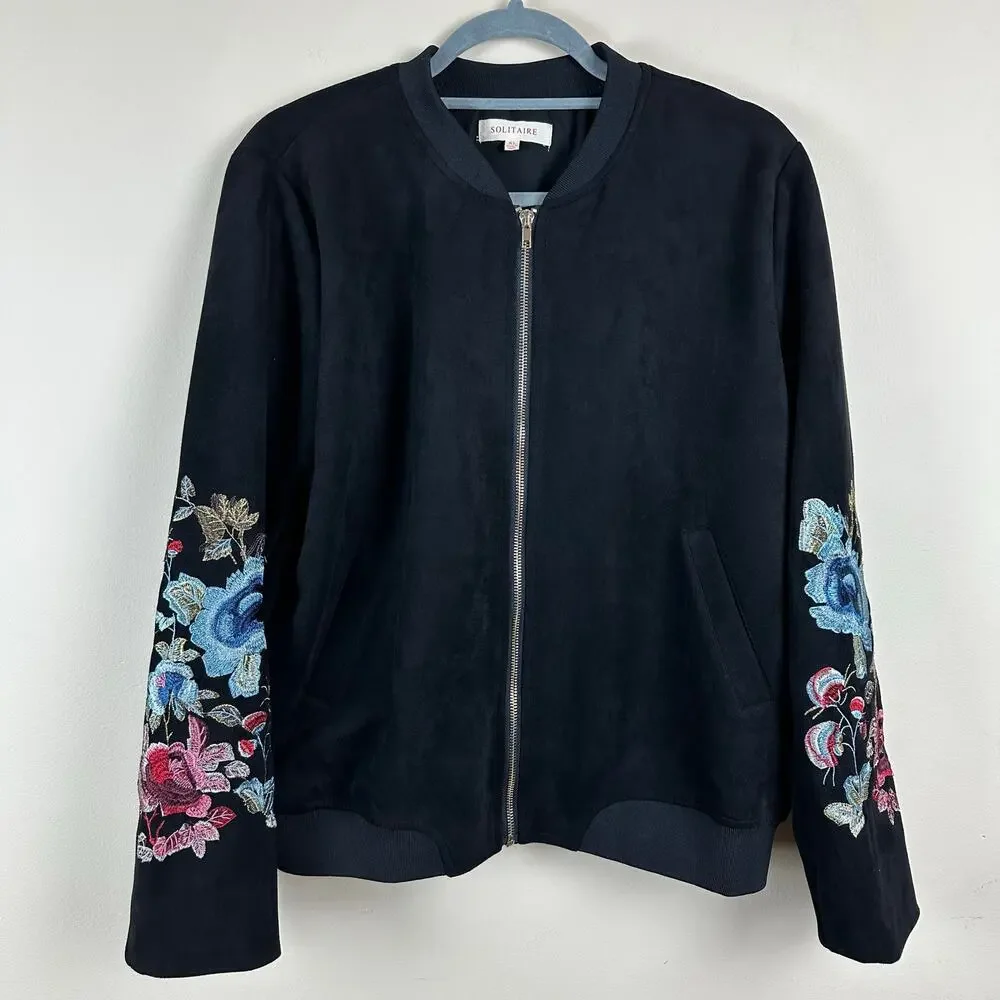 Solitaire Velvet Embroidered Bomber Jacket XL Dark Academia Whimsigoth Twee Y2K